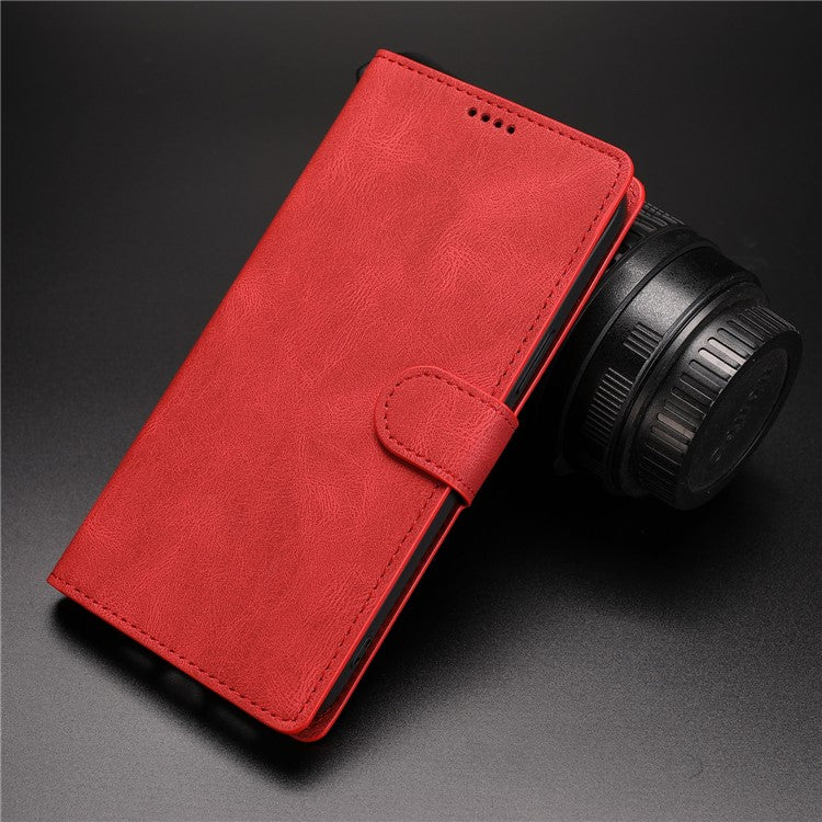 Anti-drop Magnetic Closure Phone Cover For Samsung Galaxy S23+, PU Leather Flip Phone Case Stand Wallet with Strap - Red