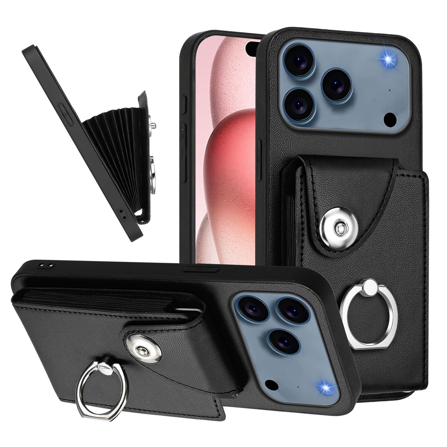 For iPhone 17 Pro Max Case YB Leather Coating Series - Black