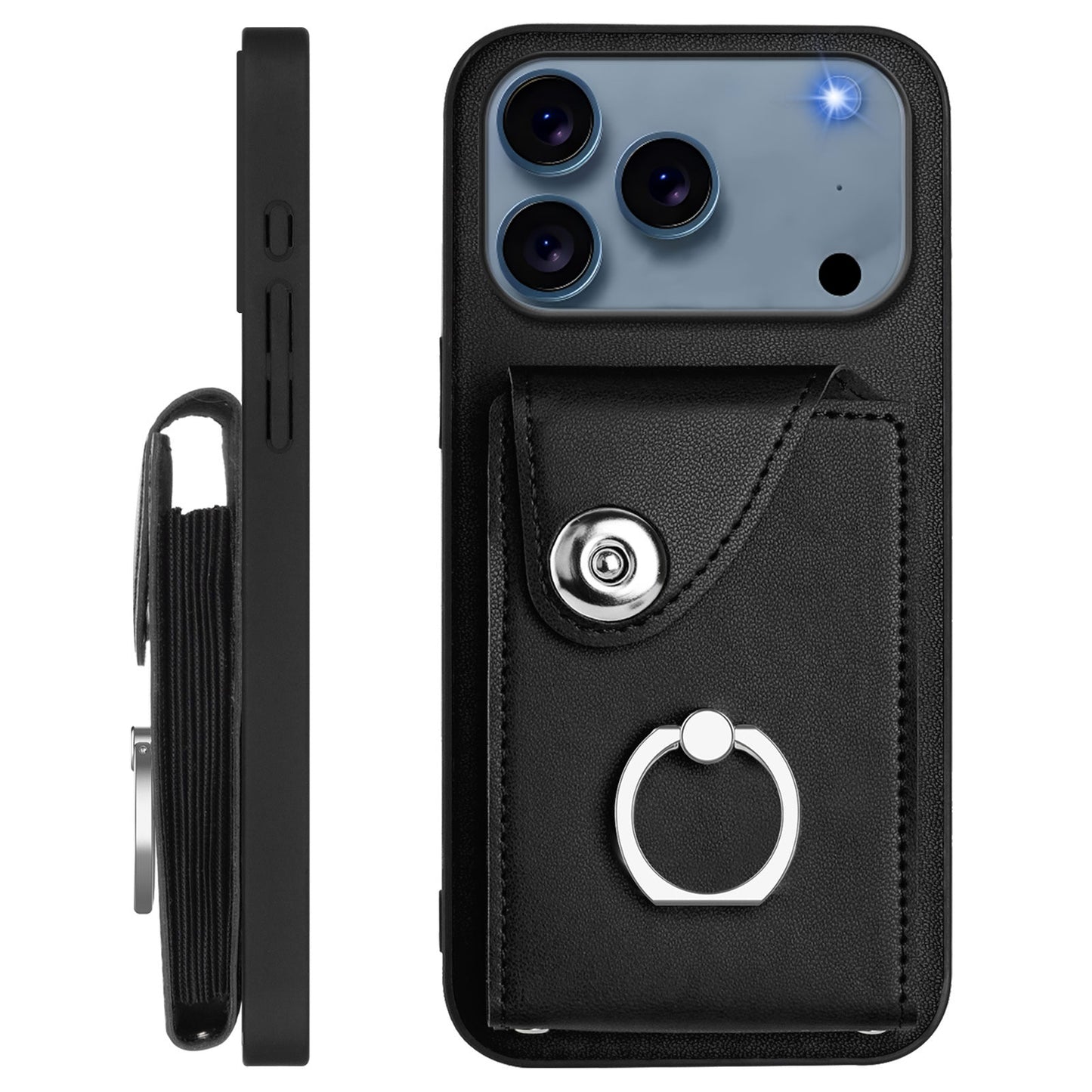 For iPhone 17 Pro Max Case YB Leather Coating Series - Black