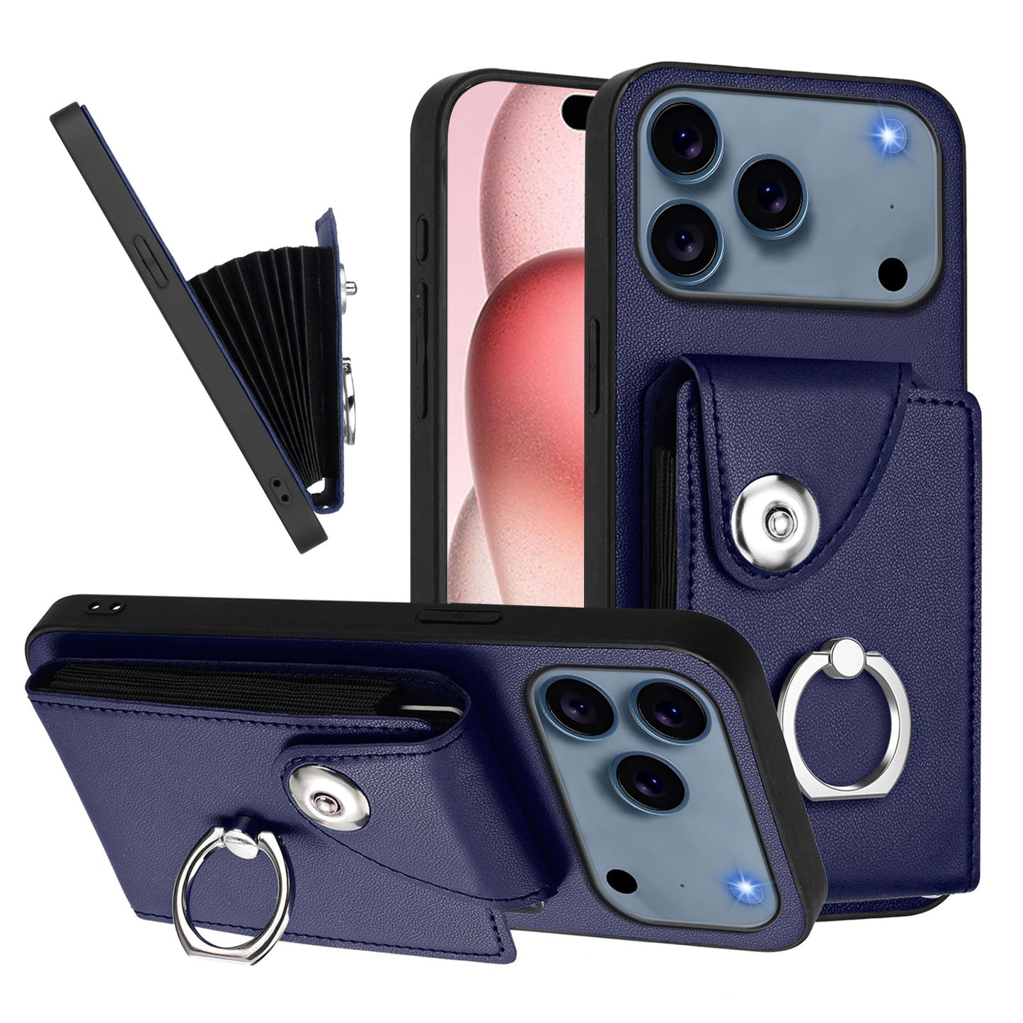 For iPhone 17 Pro Max Case YB Leather Coating Series - Sapphire