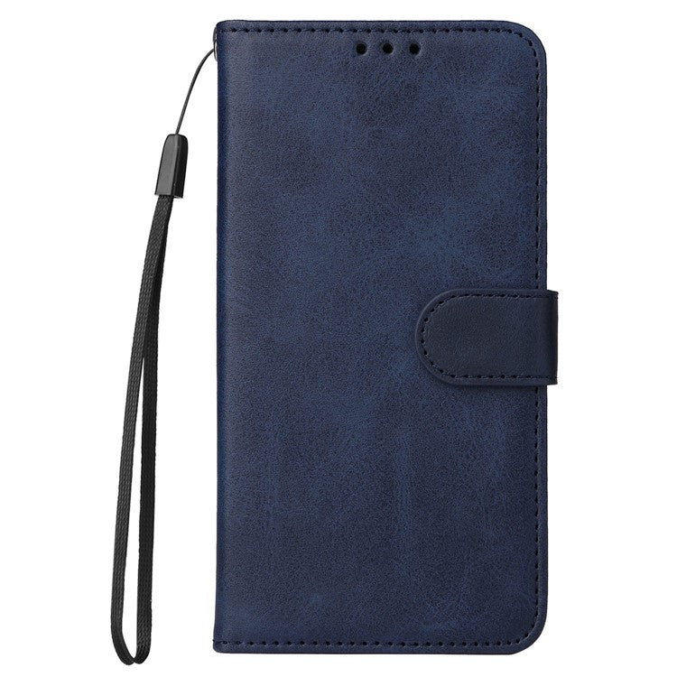 For OnePlus Nord 2T 5G Magnetic PU Leather Stand Flip Cover Calf Texture TPU Inner Shell Folio Wallet Phone Case with Strap - Blue