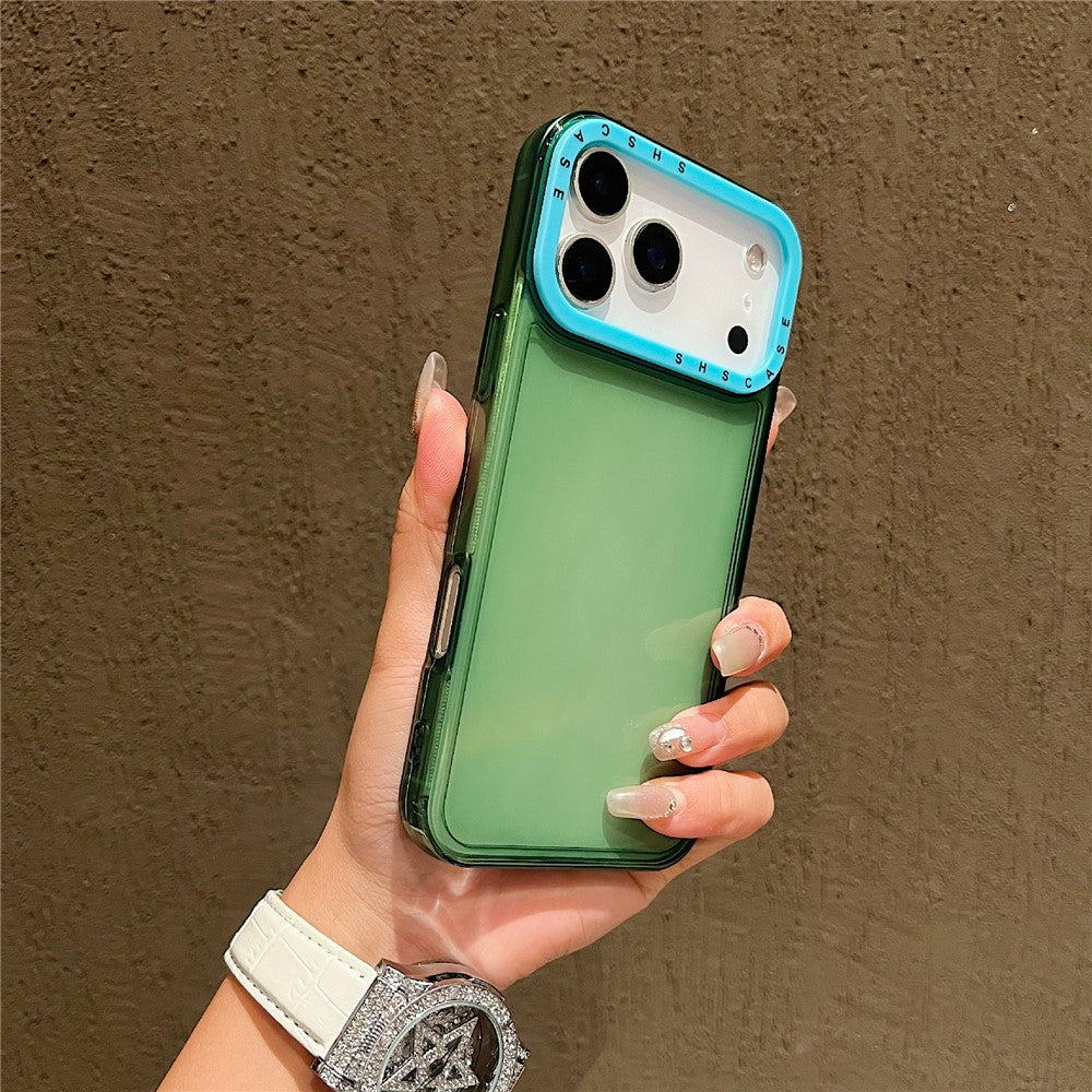 For iPhone 17 Pro Max Case Clear Contrasting Colors Shockproof TPU Phone Back Cover - Green