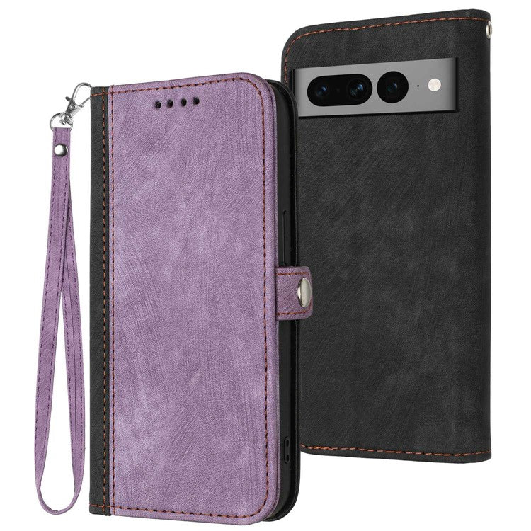 YX0020 For Google Pixel 7 Pro 5G Drop Prevention Phone Case, PU Leather Stand Function Dual Magnetic Clasp Flip Cover Shell with Strap - Light Purple