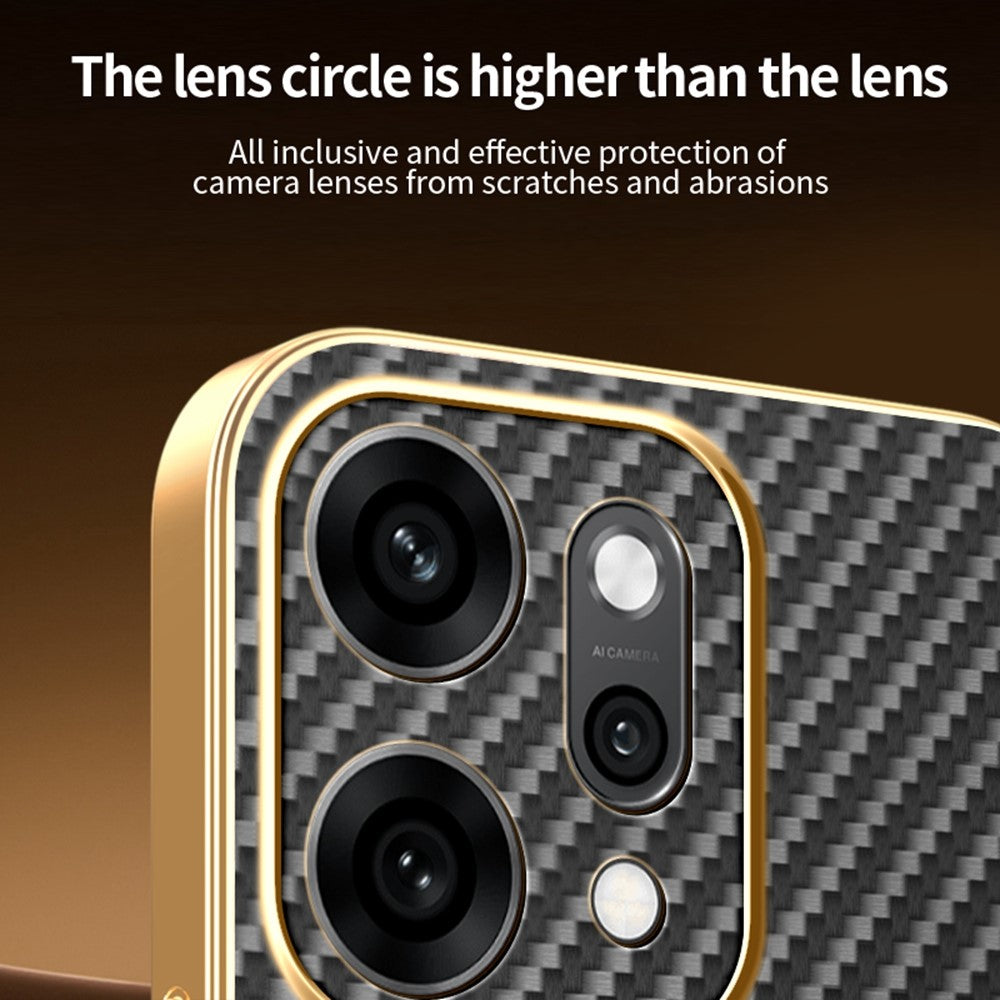 For Oppo Reno14 Pro 5G (Global) Case Carbon Fiber Textured Electroplated TPU Back Cover - Black