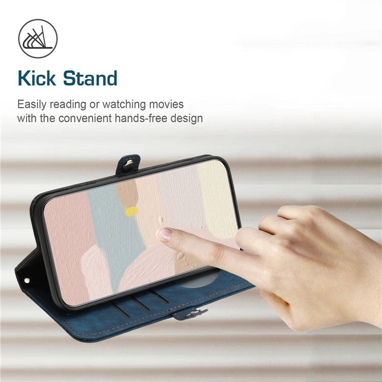 YX0020 Smart Phone Case for Google Pixel 7 5G PU Leather Foldable Stand Dual Magnetic Clasp Phone Cover Shell with Strap - Sapphire