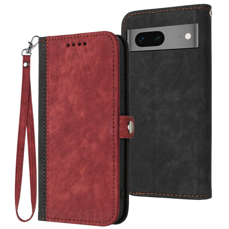 YX0020 Smart Phone Case for Google Pixel 7 5G PU Leather Foldable Stand Dual Magnetic Clasp Phone Cover Shell with Strap - Red