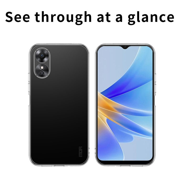 MOFI For Oppo A17 4G Transparent Flexible TPU Case Anti-scratch Protective Cell Phone Cover