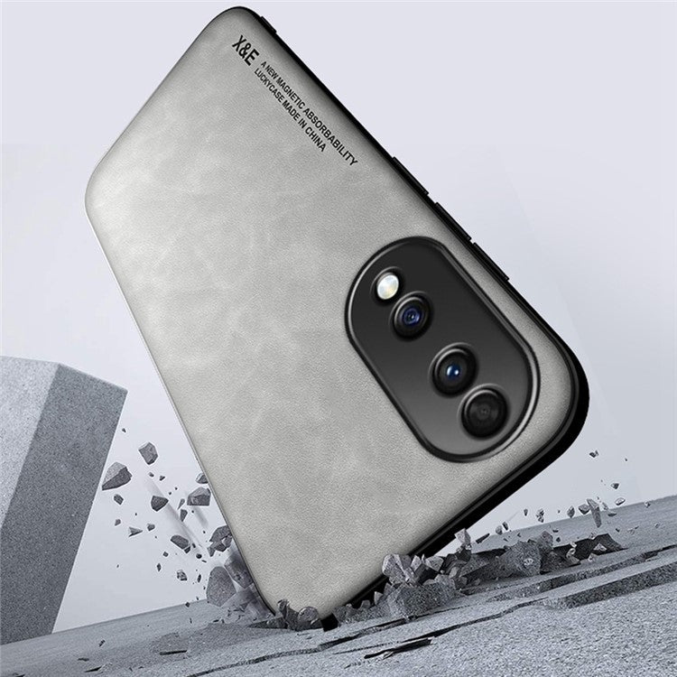 X&E Magnetic Phone Cover For Honor 70 5G, Skin-touch Feeling Protective Phone Case with Built-in Metal Sheet - Grey