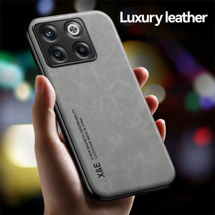 X&E For OnePlus Ace Pro 5G / 10T 5G Skin-touch Feeling Phone Case PU Leather Coated TPU+PC Protective Cover Works for Magnetic Car Holder Mount - Black