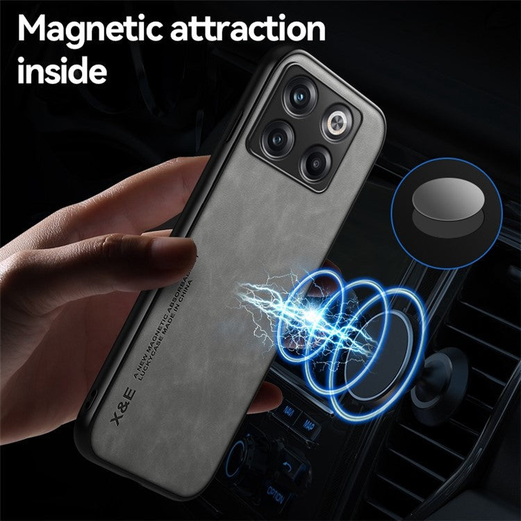 X&E For OnePlus Ace Pro 5G / 10T 5G Skin-touch Feeling Phone Case PU Leather Coated TPU+PC Protective Cover Works for Magnetic Car Holder Mount - Black