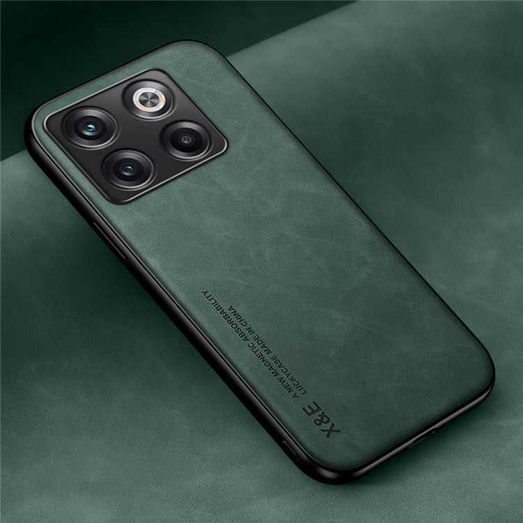 X&E For OnePlus Ace Pro 5G / 10T 5G Skin-touch Feeling Phone Case PU Leather Coated TPU+PC Protective Cover Works for Magnetic Car Holder Mount - Green