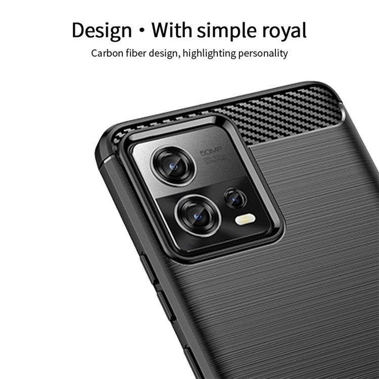 MOFI JK TPU Series-1 for Motorola Moto S30 Pro 5G / Edge 30 Fusion 5G Soft TPU Brushed Phone Case Carbon Fiber Texture Drop-proof Back Cover - Blue