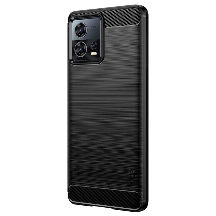 MOFI JK TPU Series-1 for Motorola Moto S30 Pro 5G / Edge 30 Fusion 5G Soft TPU Brushed Phone Case Carbon Fiber Texture Drop-proof Back Cover - Black