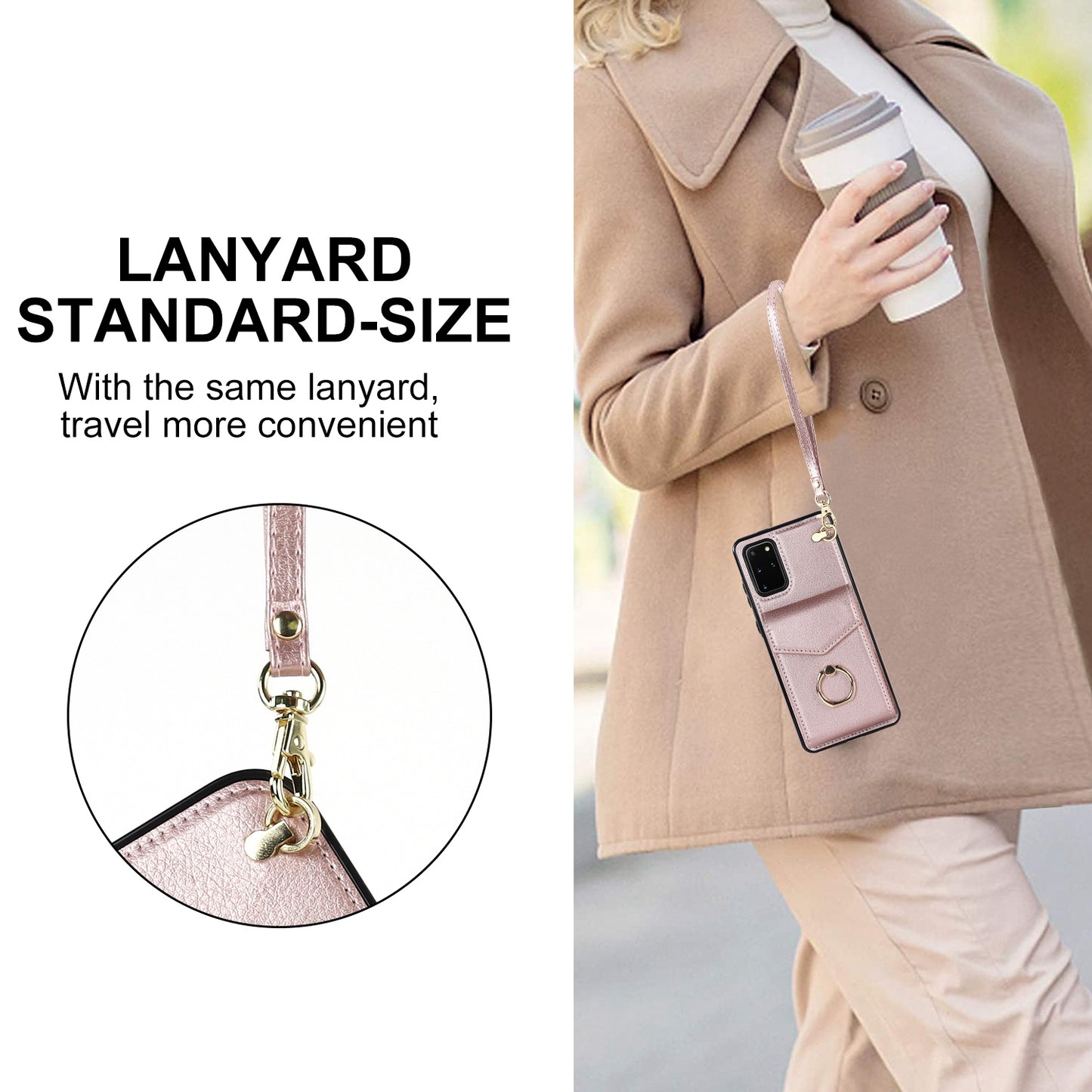 For Samsung Galaxy S20 Plus 4G / 5G Accordion Style RFID Blocking Card Holder Ring Kickstand Case Anti-drop PU Leather+TPU Cover - Rose Gold