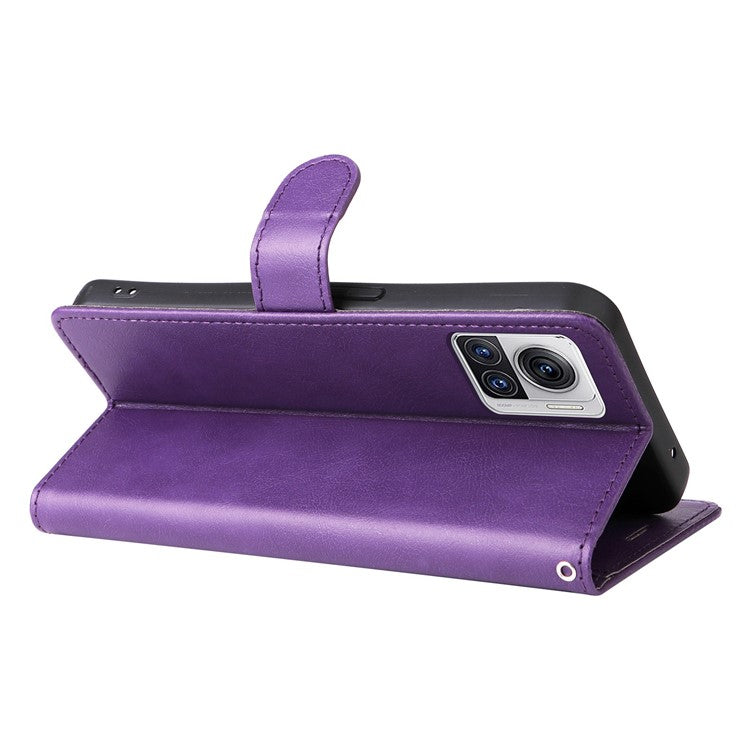 KT Leather Series-2 for Motorola Moto X30 Pro 5G / Edge 30 Ultra 5G Solid Color Wallet Case PU Leather Stand Magnetic Closure Shockproof Protective Flip Cover - Purple