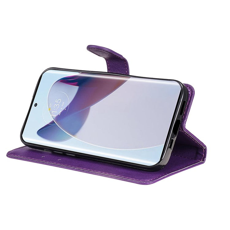 KT Leather Series-2 for Motorola Moto X30 Pro 5G / Edge 30 Ultra 5G Solid Color Wallet Case PU Leather Stand Magnetic Closure Shockproof Protective Flip Cover - Purple