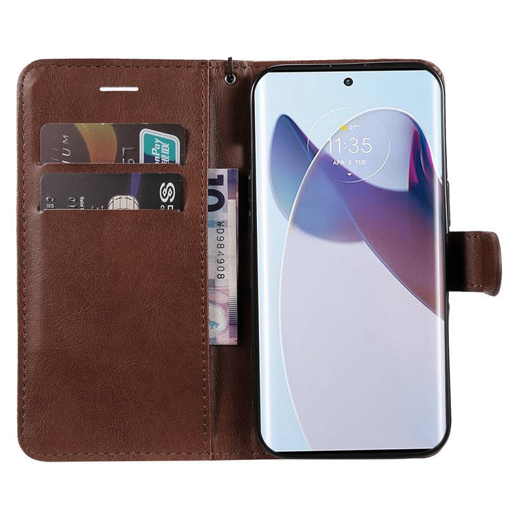 KT Leather Series-2 for Motorola Moto X30 Pro 5G / Edge 30 Ultra 5G Solid Color Wallet Case PU Leather Stand Magnetic Closure Shockproof Protective Flip Cover - Brown