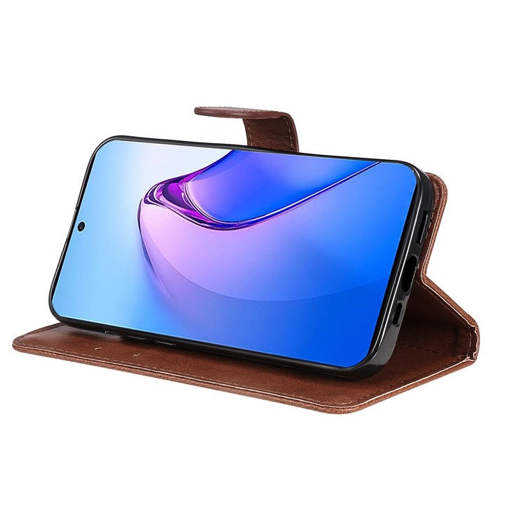 KT Leather Series-2 for Oppo Reno8 Pro 5G (Global Version) / Reno8 Pro+ (China) 5G Wallet Phone Case Solid Color PU Leather Magnetic Closure Flip Stand Cover with Strap - Brown