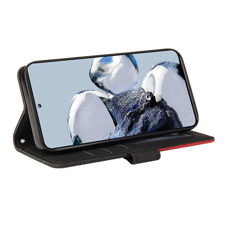 KT Leather Series-1 For Motorola Edge 30 Fusion 5G / Moto S30 Pro 5G Dual-color Splicing Full Coverage PU Leather Phone Wallet Case Stand Drop-proof Cover with Strap - Black