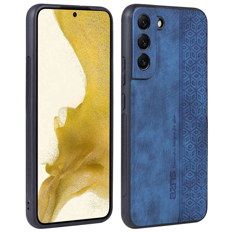 AZNS For Samsung Galaxy S22+ 5G Cell Phone Cover Shell Imprinted Pattern PU Leather+TPU Non-slip Phone Case - Blue