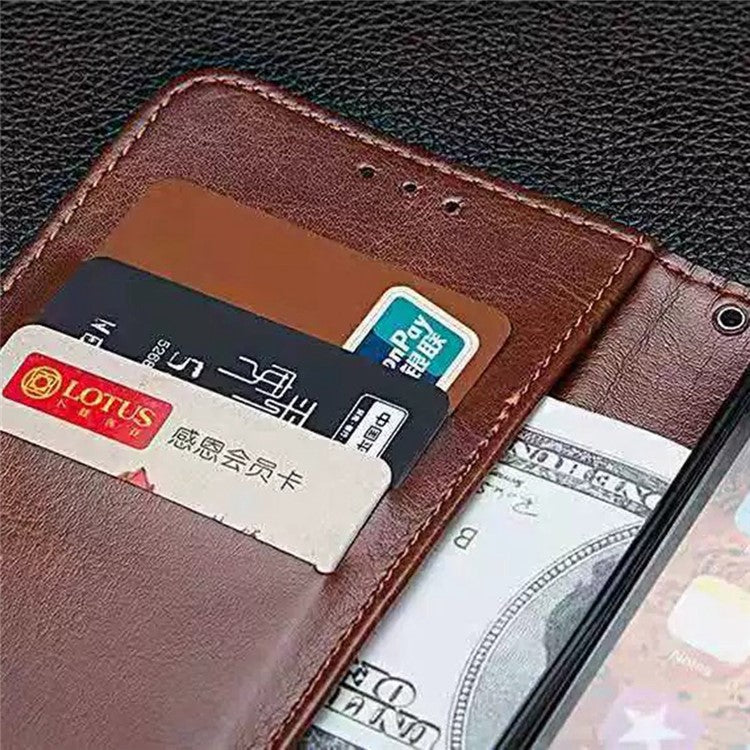 IDEWEI For Asus Zenfone 9 5G Crazy Horse Texture PU Leather Case Anti-scratch Stand Wallet Folio Flip Phone Cover - Brown