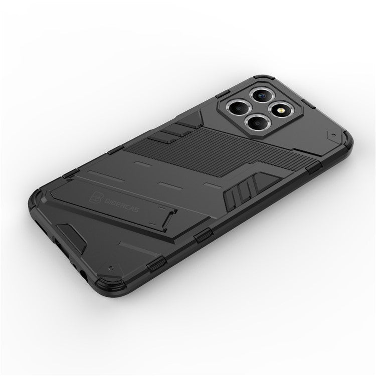 Kickstand Phone Case for Honor X8 5G, Hard PC + Soft TPU Anti-drop Hybrid Protective Cover - Black