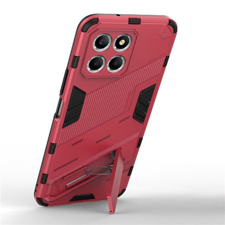 Kickstand Phone Case for Honor X8 5G, Hard PC + Soft TPU Anti-drop Hybrid Protective Cover - Rose