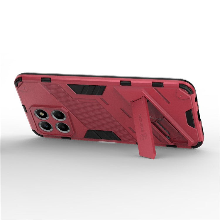 Kickstand Phone Case for Honor X8 5G, Hard PC + Soft TPU Anti-drop Hybrid Protective Cover - Rose