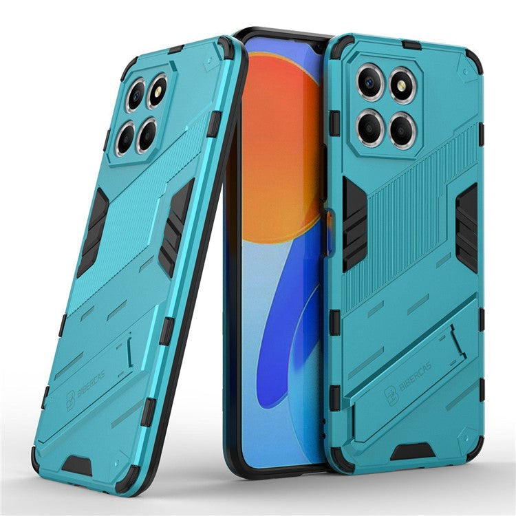 Kickstand Phone Case for Honor X8 5G, Hard PC + Soft TPU Anti-drop Hybrid Protective Cover - Baby Blue