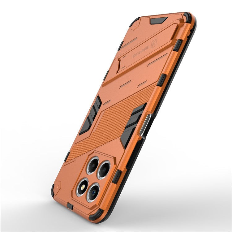 Kickstand Phone Case for Honor X8 5G, Hard PC + Soft TPU Anti-drop Hybrid Protective Cover - Orange