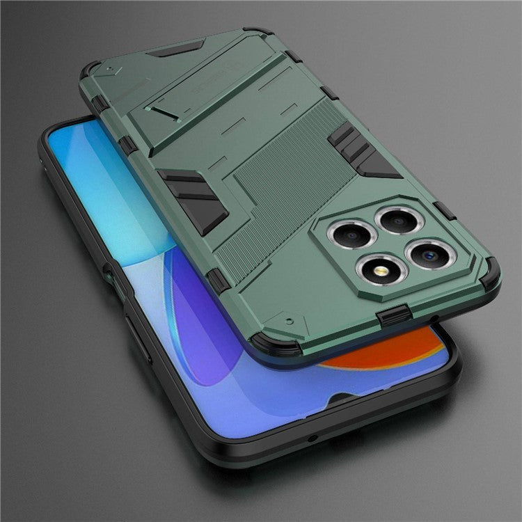 Kickstand Phone Case for Honor X8 5G, Hard PC + Soft TPU Anti-drop Hybrid Protective Cover - Green