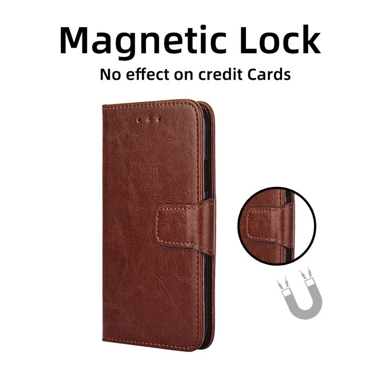For Honor X8 5G / X6 4G Textured PU Leather Magnetic Clasp Phone Case Wallet Stand Drop-proof Inner TPU Cover - Brown