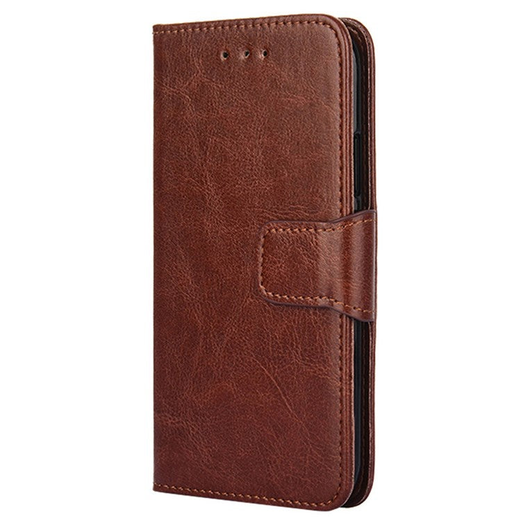For Honor X8 5G / X6 4G Textured PU Leather Magnetic Clasp Phone Case Wallet Stand Drop-proof Inner TPU Cover - Brown