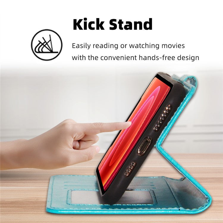 For Honor X8 5G / X6 4G Textured PU Leather Magnetic Clasp Phone Case Wallet Stand Drop-proof Inner TPU Cover - Baby Blue