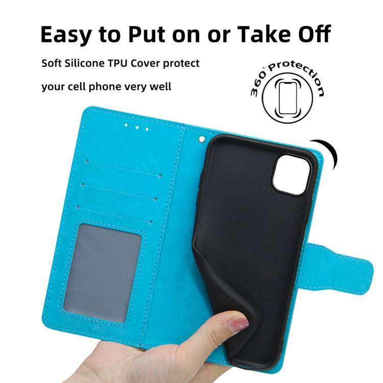 For Honor X8 5G / X6 4G Textured PU Leather Magnetic Clasp Phone Case Wallet Stand Drop-proof Inner TPU Cover - Baby Blue