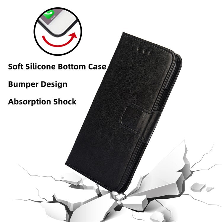 For Honor X8 5G / X6 4G Textured PU Leather Magnetic Clasp Phone Case Wallet Stand Drop-proof Inner TPU Cover - Black