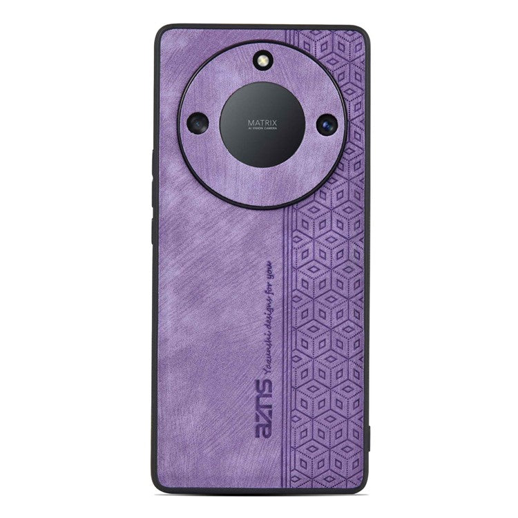 AZNS For Honor X40 5G Imprinted Pattern PU Leather Coated TPU Case Drop-proof Phone Back Cover - Purple