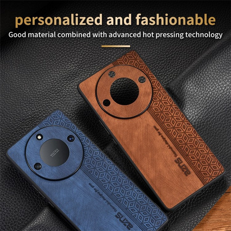 AZNS For Honor X40 5G Imprinted Pattern PU Leather Coated TPU Case Drop-proof Phone Back Cover - Purple