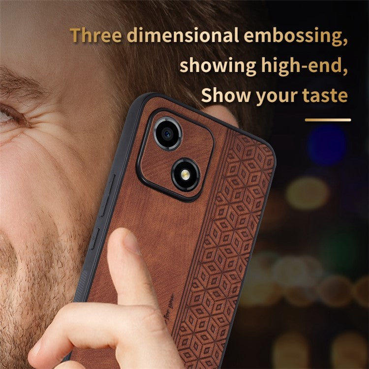 AZNS For Honor Play 30 5G Imprinted Pattern Phone Case Anti-slip Side Edge PU Leather Coated TPU Back Cover - Black