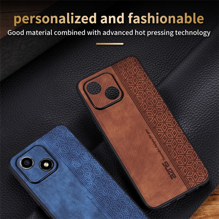 AZNS For Honor Play 30 5G Imprinted Pattern Phone Case Anti-slip Side Edge PU Leather Coated TPU Back Cover - Black