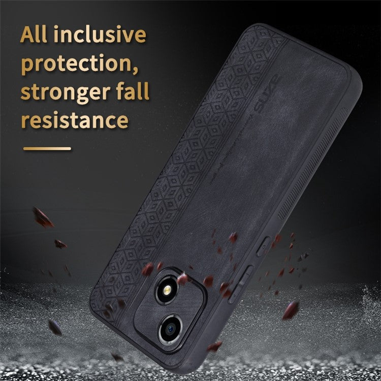 AZNS For Honor Play 30 5G Imprinted Pattern Phone Case Anti-slip Side Edge PU Leather Coated TPU Back Cover - Purple