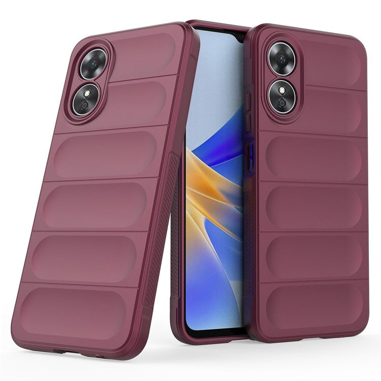 Shockproof Mobile Phone Cover for Oppo A17 4G, Drop Protection Soft TPU Protective Case - Wine Red