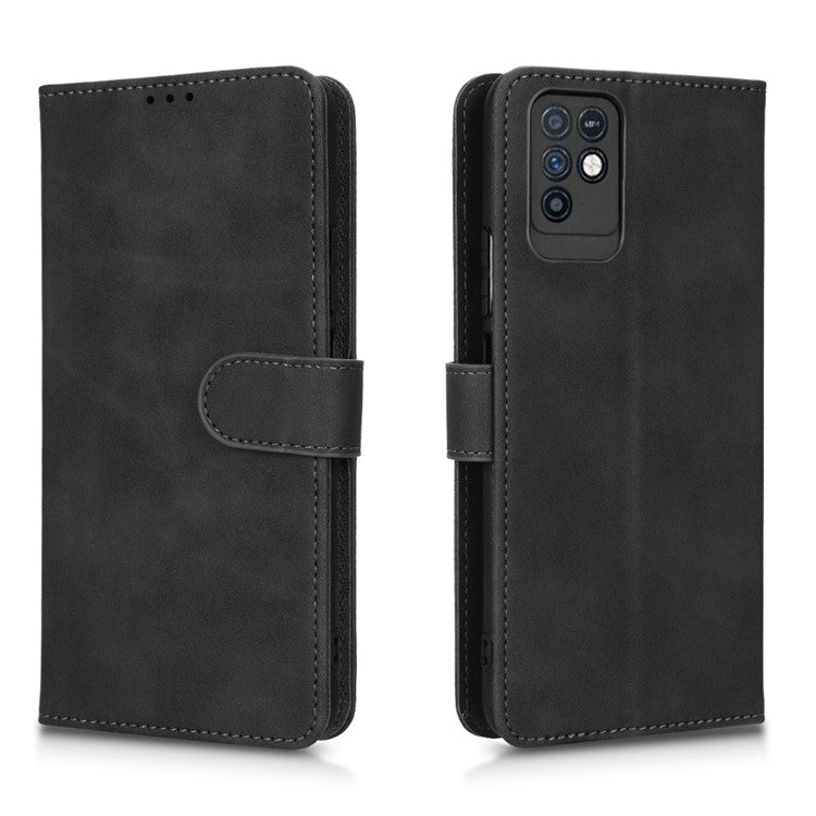 Phone Shockproof Cover for Infinix Note 10, Skin-Touch Feeling PU Leather Wallet Case with Stand Feature - Black