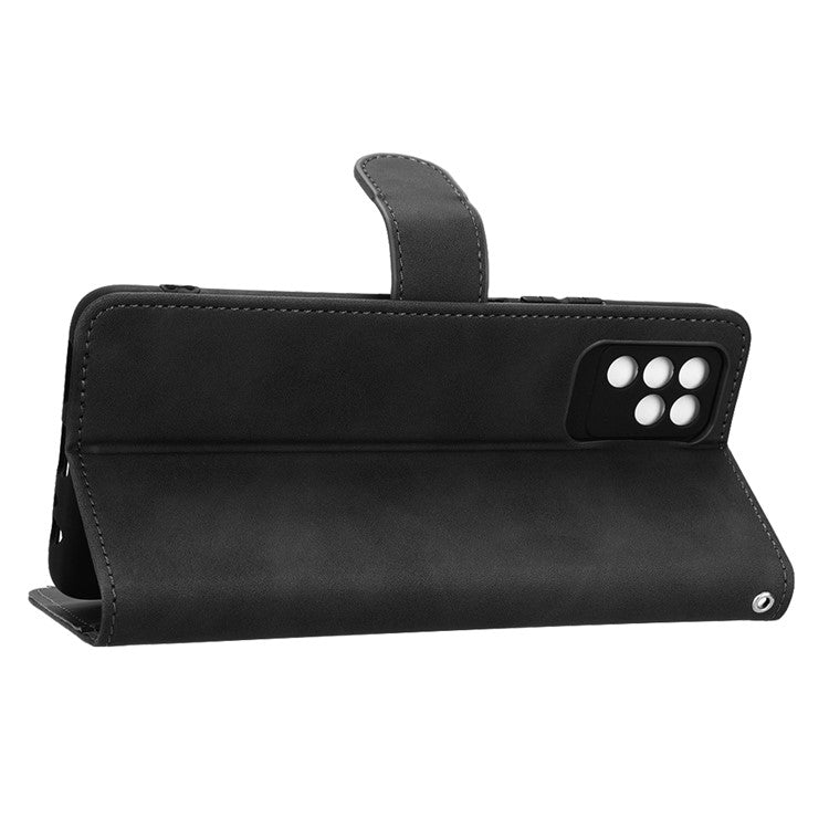 Phone Shockproof Cover for Infinix Note 10, Skin-Touch Feeling PU Leather Wallet Case with Stand Feature - Black