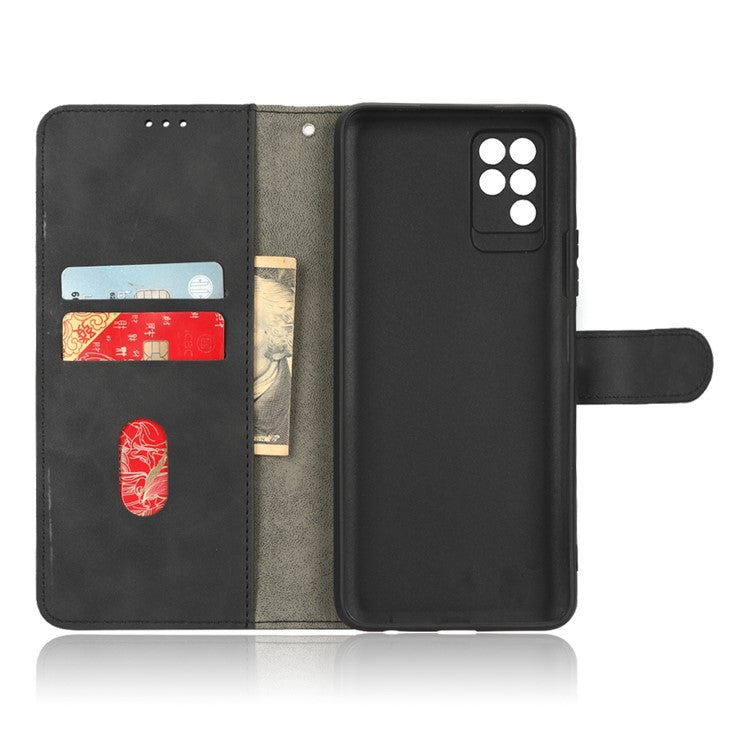 Phone Shockproof Cover for Infinix Note 10, Skin-Touch Feeling PU Leather Wallet Case with Stand Feature - Black
