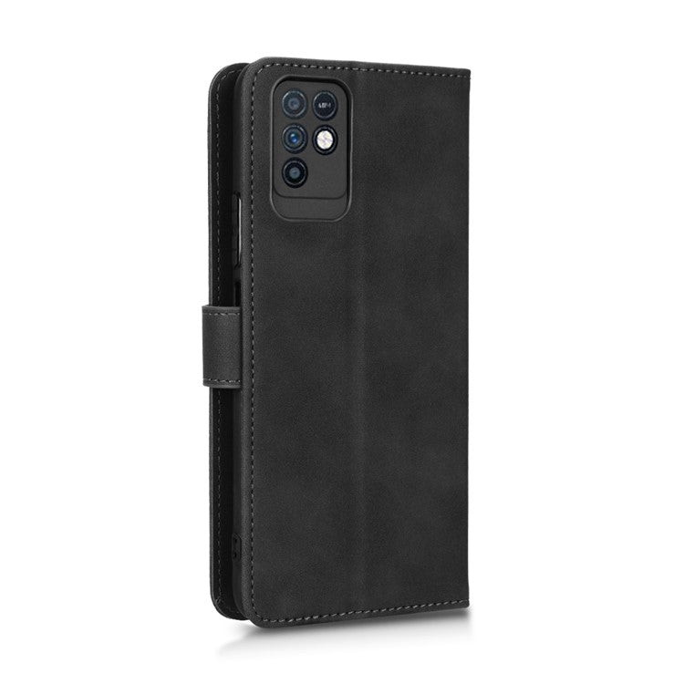 Phone Shockproof Cover for Infinix Note 10, Skin-Touch Feeling PU Leather Wallet Case with Stand Feature - Black