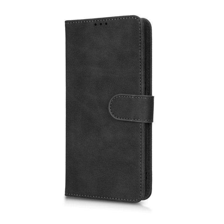 Phone Shockproof Cover for Infinix Note 10, Skin-Touch Feeling PU Leather Wallet Case with Stand Feature - Black