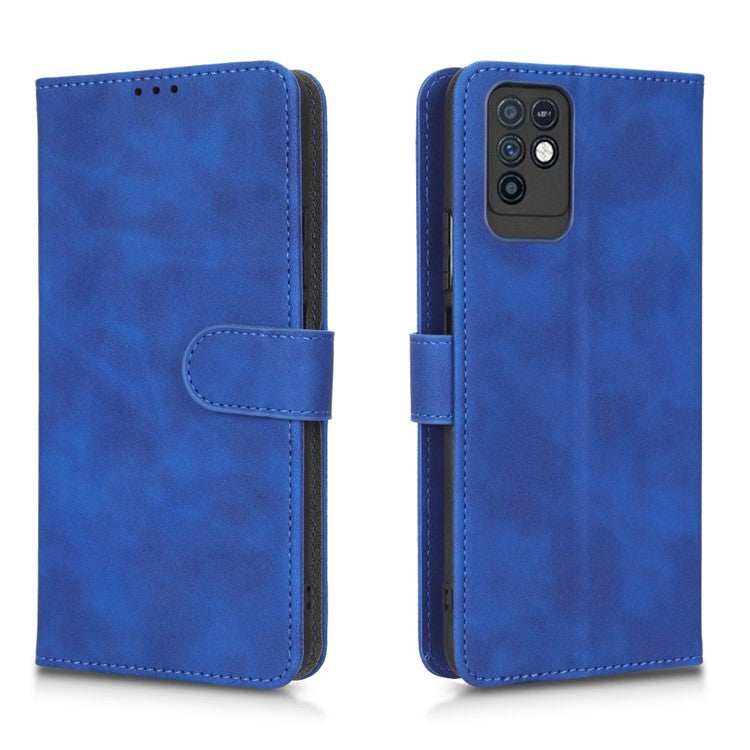 Phone Shockproof Cover for Infinix Note 10, Skin-Touch Feeling PU Leather Wallet Case with Stand Feature - Blue