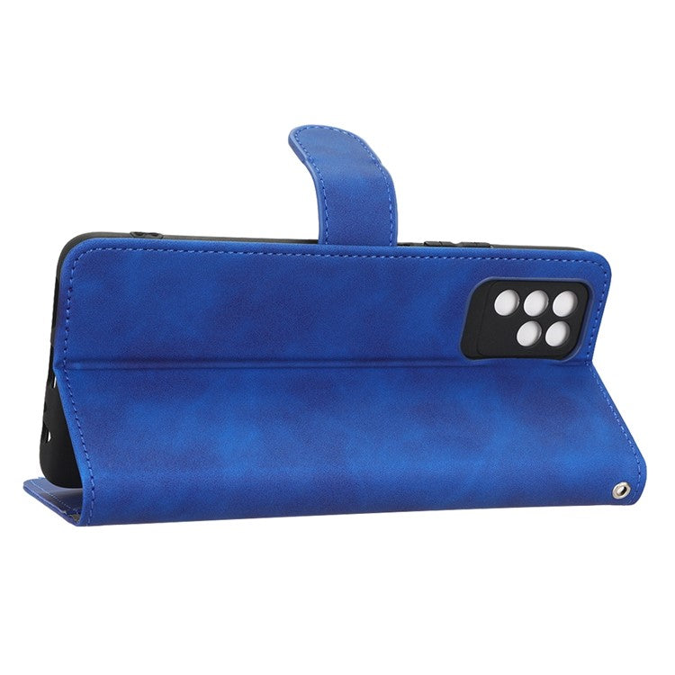 Phone Shockproof Cover for Infinix Note 10, Skin-Touch Feeling PU Leather Wallet Case with Stand Feature - Blue