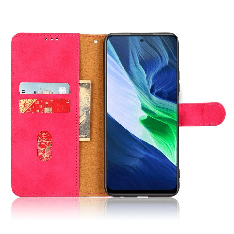Phone Shockproof Cover for Infinix Note 10, Skin-Touch Feeling PU Leather Wallet Case with Stand Feature - Red